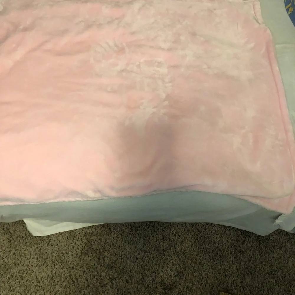 This pink bunny blanket is so incredibly soft.  Has a hat with cute bunny ears. - Picture 3 of 5